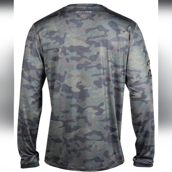 Salt Life SLX Rogue Performance Long Sleeve Shirt Men's M Army Camo UPF 50+ EUC - Picture 2 of 6